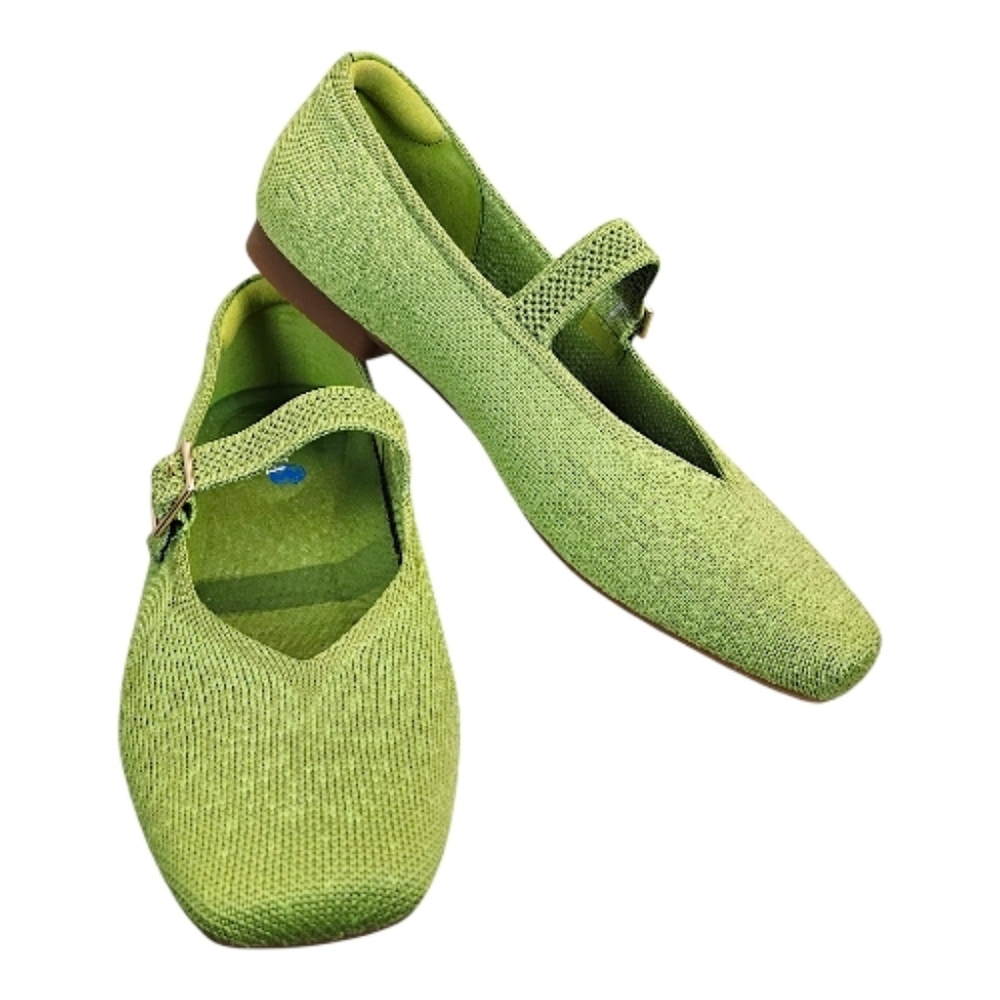 NWOT Vivaia Margot Pistachio Ombre Square Toe Mary Jane Flats Sz 37 Balletcore - Picture 7 of 15